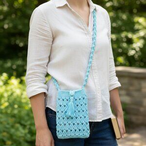 Handmade Crochet Phone Bag with Tassel  Charm New